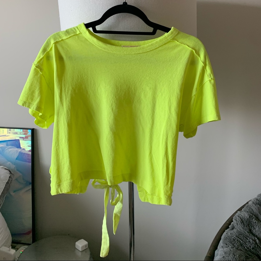 Urban Outfitters Neon Yellow Tie Back Top